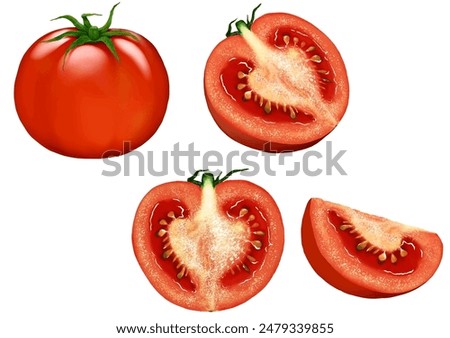 One whole tomato, cut in half