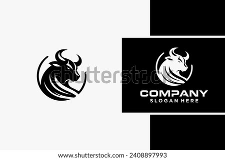 Bull Logo Design, Bull silhouette, symbol of the year in the Chinese zodiac calendar. Vector illustration of a standing horned ox or a black angus isolated on a black and white background