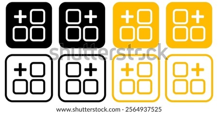 layout grid add icon. grid menu icon sign. Thin, line, outline icons.