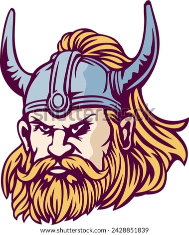 This illustration portrays a fierce and rugged Viking man, evoking the spirit of adventure and valor. 