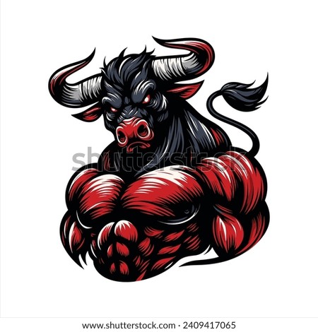 Red Demon Bull Mascot Vector By Syauqi Studio