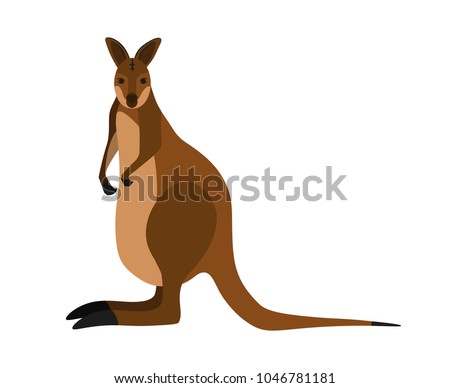 Wallaby. Cartoon simple color illustration. Simple logo.