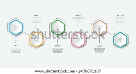 Vector Infographic label design with hexagon template. Business concept with 6 options, steps or processes.