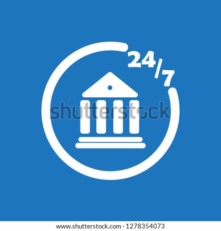 247 online banking icon flat vector design illustration.