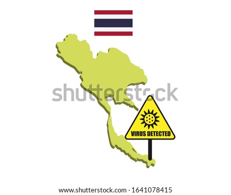 Thailand flag with virus detected barrier. Corona Virus outbreak.