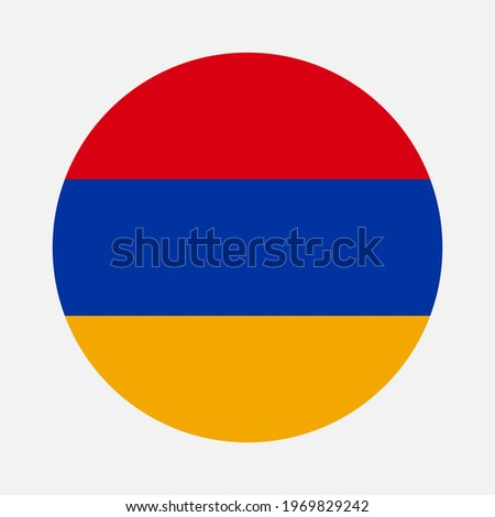 Round flag of Armenia country. Armenia flag with button or badge