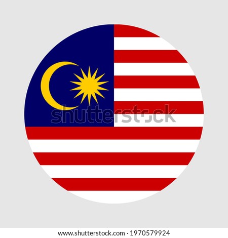 Round flag of country of Malaysia. Malaysia flag with button or badge