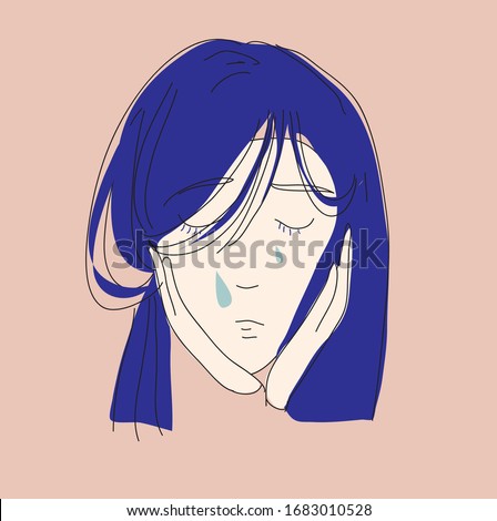 Similar – Image, Stock Photo Sad girl portrait clinging to a gate