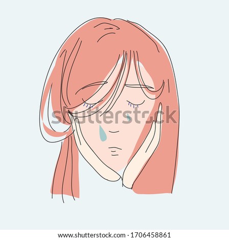 Similar – Image, Stock Photo Sad girl portrait clinging to a gate