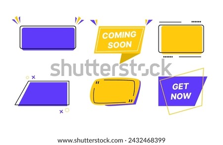 vector text box design with various shapes in yellow and blue for business