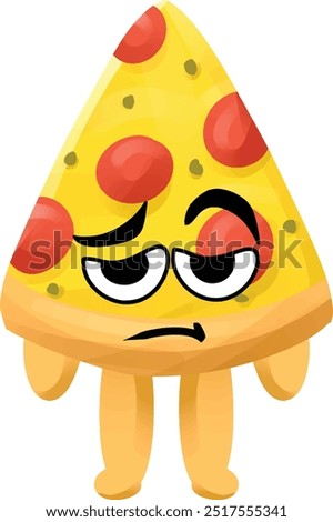 slice pizza mascot tired expressing boredom