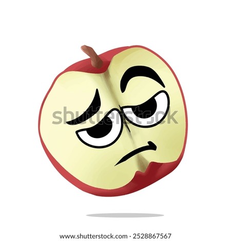 tired apple mascot character. cute, funny, and playful concept. nature, fruit, health, nutrition, cultivation, and education themes