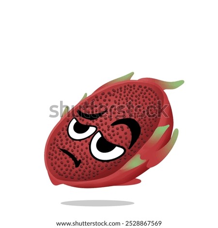 tired dragon fruit mascot character. cute, funny, and playful concept. nature, fruit, health, nutrition, cultivation, and education themes