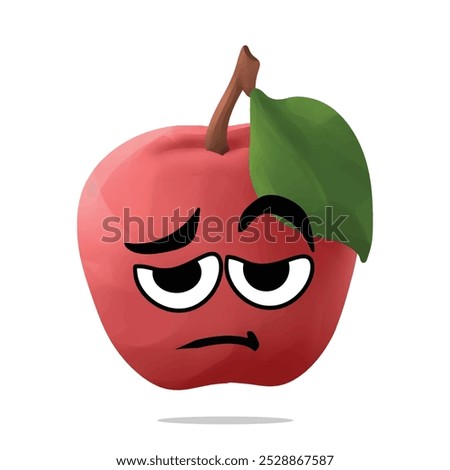 tired apple mascot character. cute, funny, and playful concept. nature, fruit, health, nutrition, cultivation, and education themes