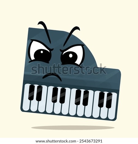 angry piano mascot illustration. fun and playful concept. hobby, interest, lifestyle, song, singer, sound, and music themes