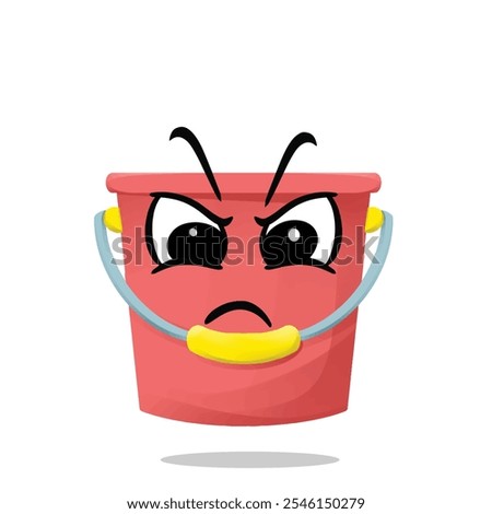 angry bucket mascot character illustration. cute and playful concept. furniture, tools, woodworking, restoration, repair and carpentry themes