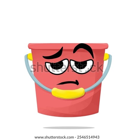 tired bucket mascot character illustration. cute and playful concept. furniture, tools, woodworking, restoration, repair and carpentry themes