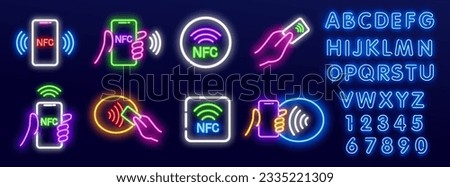 Nfc icon set. Wireless payment. Contactless cashless society icon. Vector on isolated white background. EPS 10