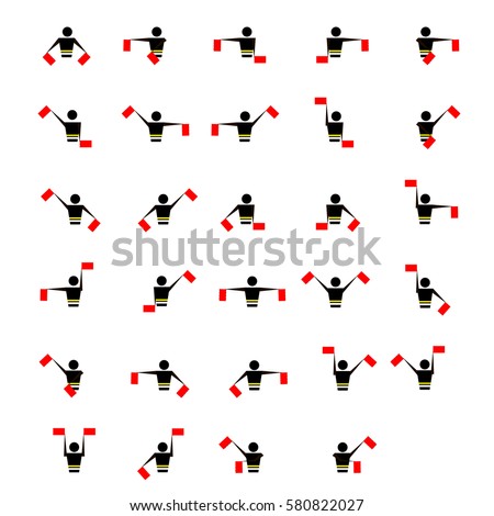 alphabet - flag semaphore system. vector alphabet icon