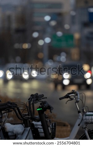 Similar – Foto Bild Fahrrad auf dunkler Straße geparkt