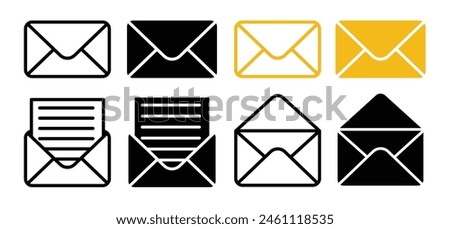 set of icons of closed and open emails. web mail sign. newsletter envelop vector symbol. read and unread email icon collection.