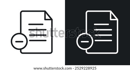 Remove document icon in Thin line black color. flat simple vector symbols illustration.