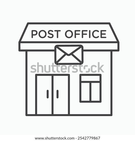 Post office icon in black and white outlined stroke