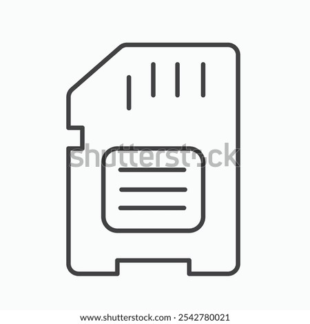 Memory card icon in black and white outlined stroke