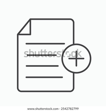 Add document icon in black and white outlined stroke