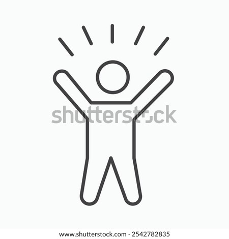 Self confidence icon in black and white outlined stroke