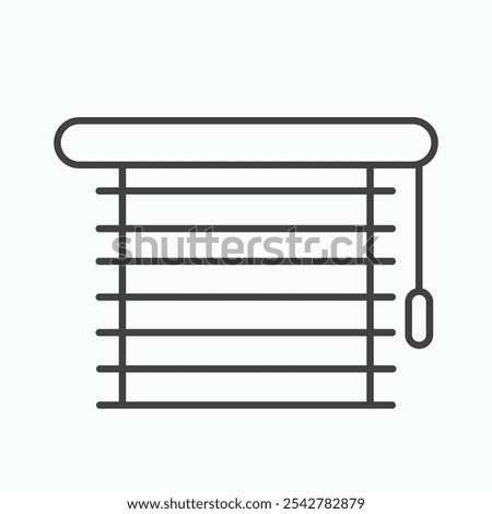 Blinds icon in black and white outlined stroke