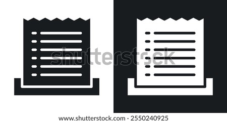 Paper receipt icon pack in black color.