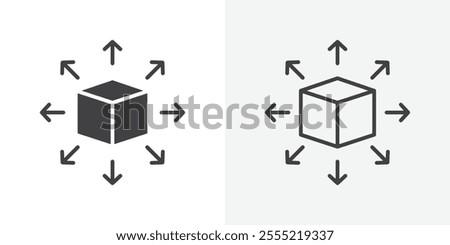 Distribution channel icon. outlined vector style.