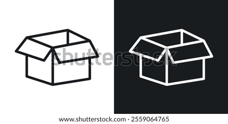 Box opened icons. vector set in black colors