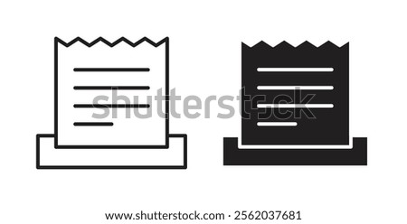 Paper receipt icons in flat and line style set.