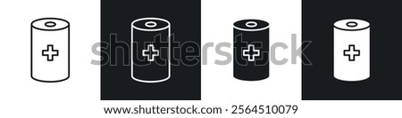 Bandage roll icons collection in black filled and line style.