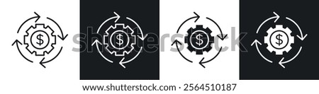 Business model icons collection in black filled and line style.