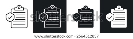 Medical record icons collection in black filled and line style.