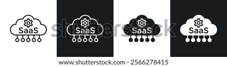 SaaS icons collection in black filled and line style.