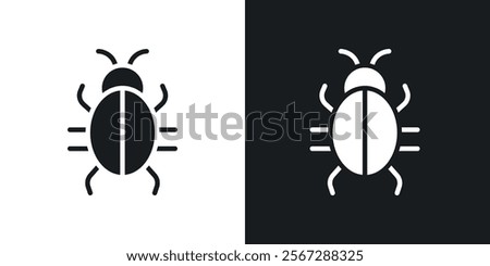 Bug icons in solid black and white colors