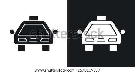 Taxi icons in solid black and white colors