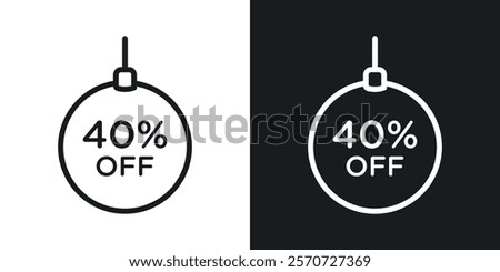 Christmas ball with 40 off discount icons set vectors on white background.