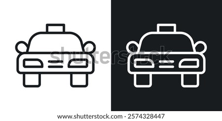 Taxi icons in thin black and white stroke liner style