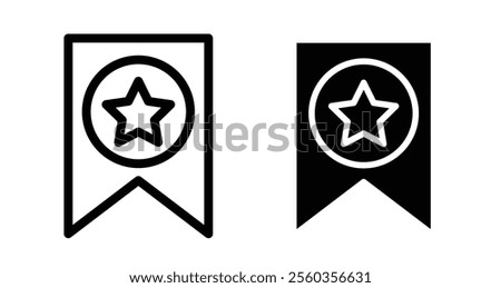 Bookmark star Icons. black and white vector illustration set.