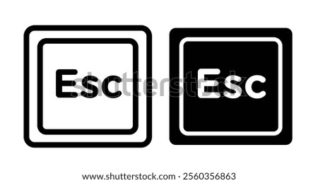 Esc Icons. black and white vector illustration set.