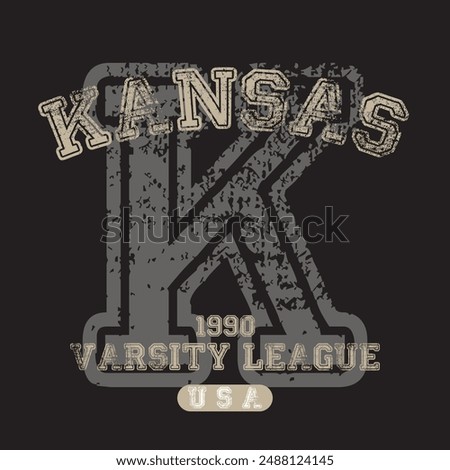 Vintage varsity college typography united states of america kansas state slogan text print with grunge texture for graphic tee t shirt or sweatshirt hoodie or sticker poster - Vector