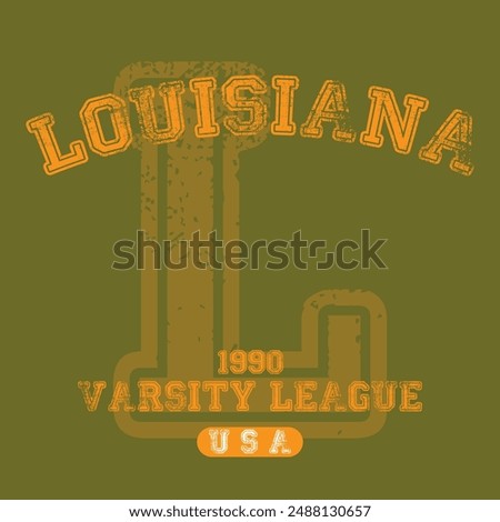 Vintage varsity college typography united states of america louisiana state slogan text print with grunge texture for graphic tee t shirt or sweatshirt hoodie or sticker poster - Vector