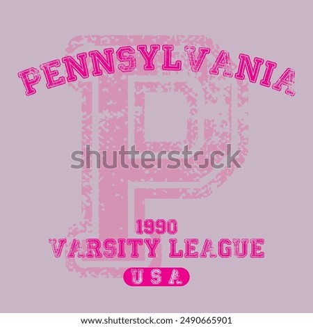 Vintage varsity college typography united states of america pennsylvania state slogan text print with grunge texture for graphic tee t shirt or sweatshirt hoodie or sticker poster - Vector