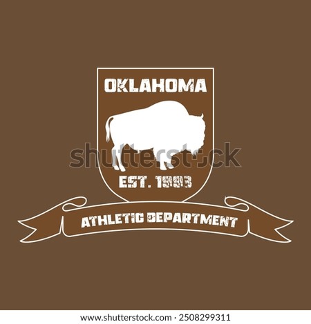 oklahoma athletic department varsity college bison detailed print with united states of america state slogan and grunge effect for graphic tee t shirt or sweatshirt hoodie - Vector