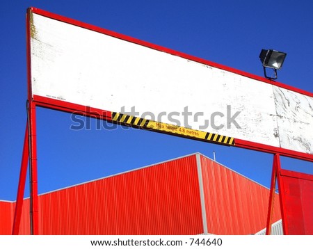 Sign over football stadium entrance